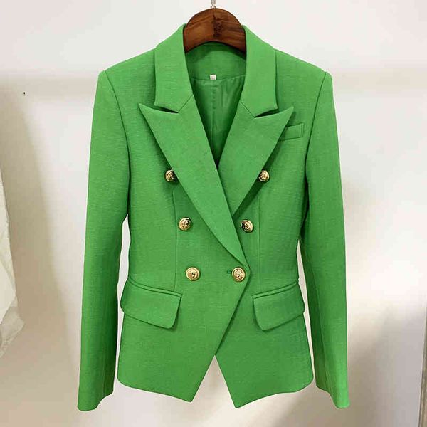 

high street fashion designer blazer women's classic lion buttons slim fitting textured jacket 210521, White;black