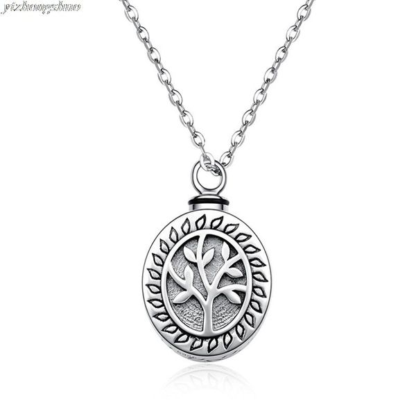 

pendant necklaces 1pc tree urn necklace for ashes keepsake memorial cremation women men, Silver