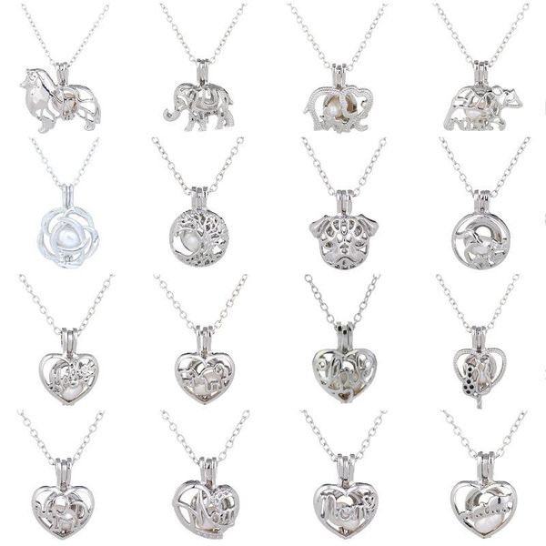 

pendant necklaces natural freshwater oyster pearl women necklace female heart animal diy alloy jewelry girl's gift, Silver