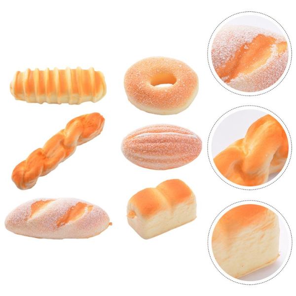 

decorative flowers & wreaths 6pcs artificial simulation bread models fake bakery po props (yellow)