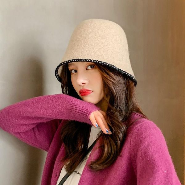 

wide brim hats yqyxcy women hat winter fisherman for solid vintage casual bob bucket female keep warm wool gorro black, Blue;gray