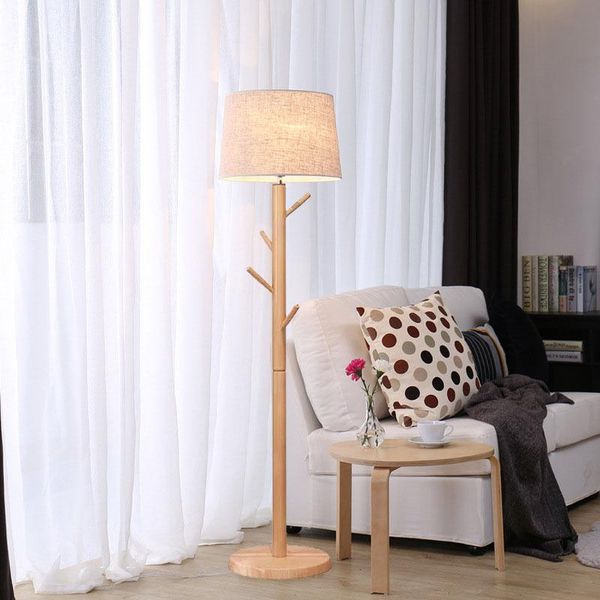 

floor lamps retro pleated solid wood decoration bedroom bedside nordic lamp living room vertical table bifurcated body