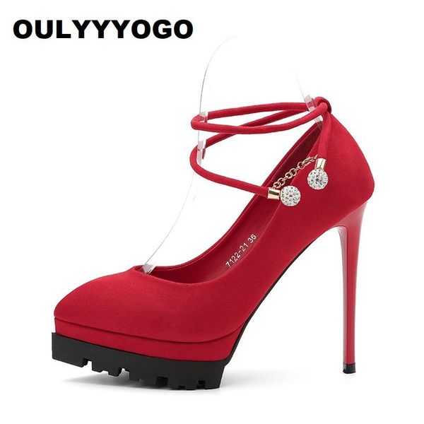 

dress shoes oulyyyogo women's banquet thin heels flock female pumps high platform pointed toe shallow mouth party, Black