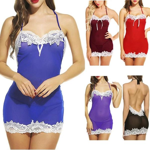 

lingerie women lace sleeveless babydoll v neck nightdress nightgown short sleepwear night dress underwear home sleepshirt women's, Black;red