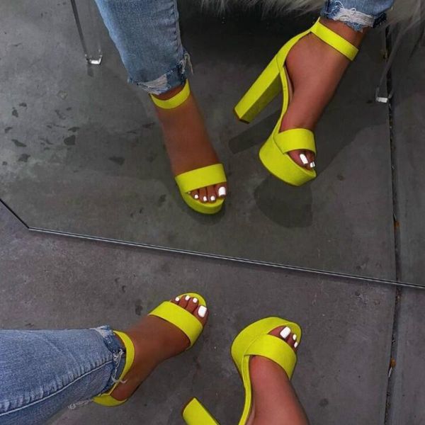 

spring summer 2021 high-heeled candy color shoes sandals beach outdoor casual fashion slippers pu leather, Black