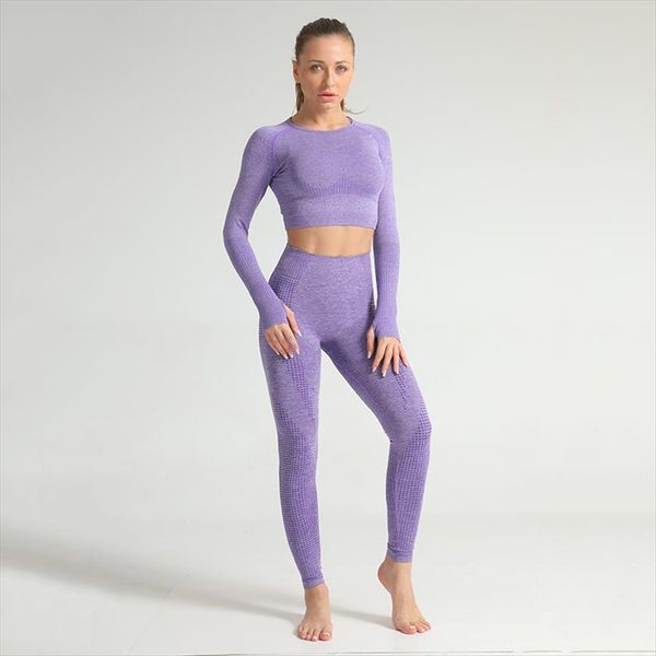 

tracksuit seamless long sleeve womenpant fitness set energy gym 2 piece sets sports wear workout clothes, White