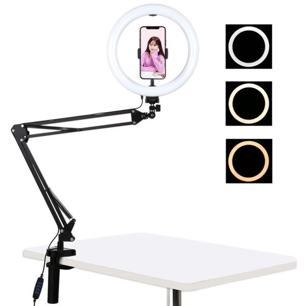 

flash heads puluz usb dimmable led vlogging selfie pography video light 10.2 7.9 inch ring + deskarm adjustable stand