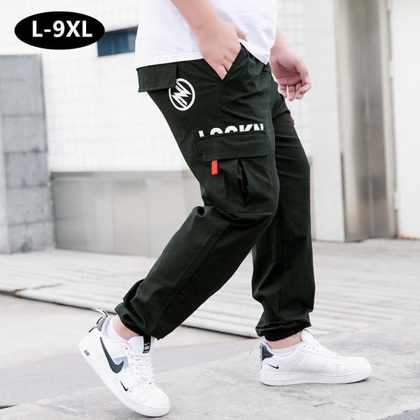 

cargo pants joggers men harem elastic loose stretch trousers plus size 6xl 7xl 8xl 9xl black man fashion sports cotton clothing men's
