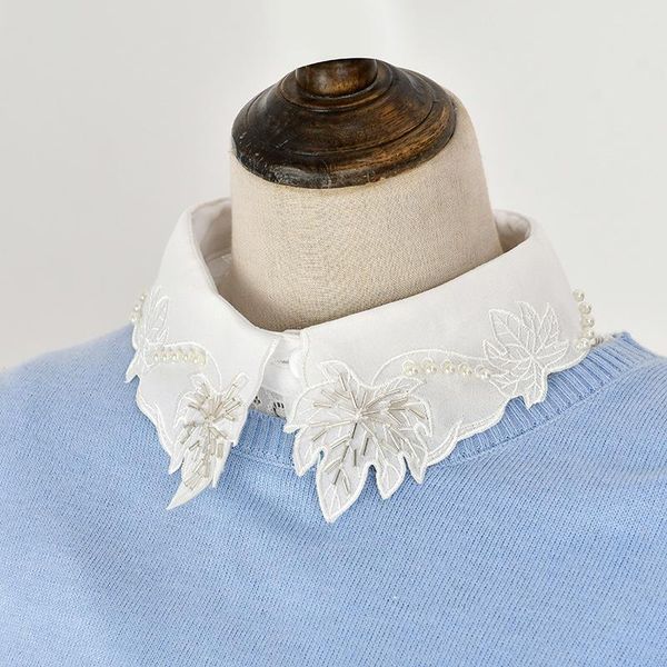 

bow ties women big lapel fake collar shirt white false collars woman removable detachable faux col lady dress nep kraagie tie, Black;gray