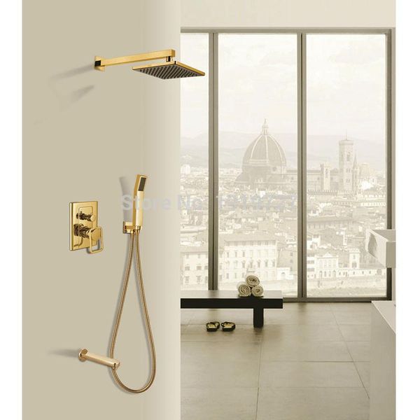 

vidric luxury bathroom brass 8 inch waterfall rain shower head arm gold wall mounted faucet set sets
