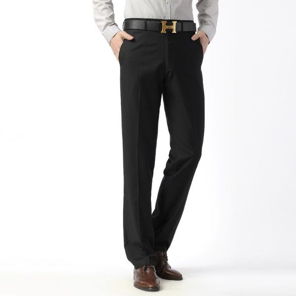 

men's suits & blazers autumn winter non-ironing formal middle age suit pant men for father fit casual business straight dress t, White;black