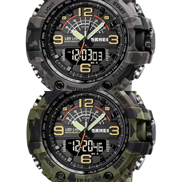 

skmei electronic watch men sport military wrist watch luxury s shock satch 50bar waterproof watches mens count down clock x0524, Slivery;brown