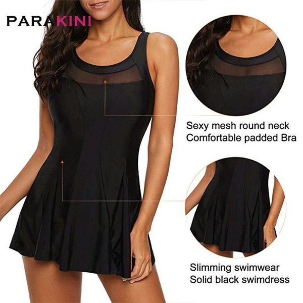 

one-piece suits parakini women solid swimsuit swim skirt plus size one piece swimwear vintage large mesh beach wear tankini
