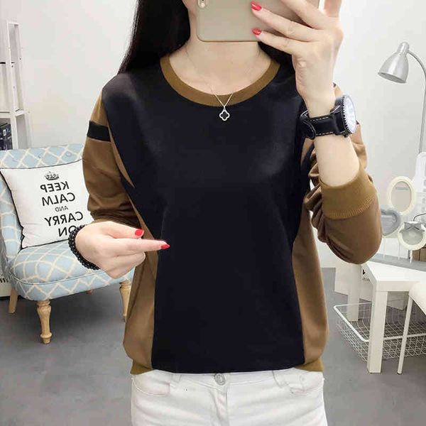 

women's knits & tees shintimes contrast color patchwork winter sweatshirt women pullover fall clothes plus size womens clothing sudader, White