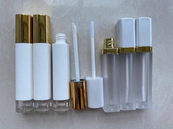 

storage bottles & jars 4ml empty white lid translucent lip gloss tube 5ml gold glaze cosmetic lipstick with ser