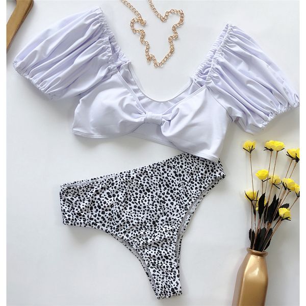 

new off shoulder swimsuit high waist bikini 2021 women swimwear two-pieces bikini set bather bathing suit swim lady k1844