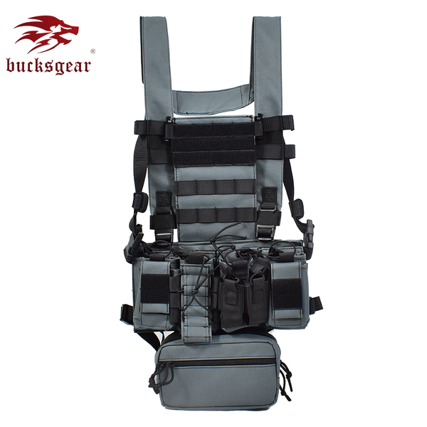 

wargame light-weight paintball vest outdoor quick-release d3 tactical chest rig with removable ammo pouches hunting jackets, Camo;black