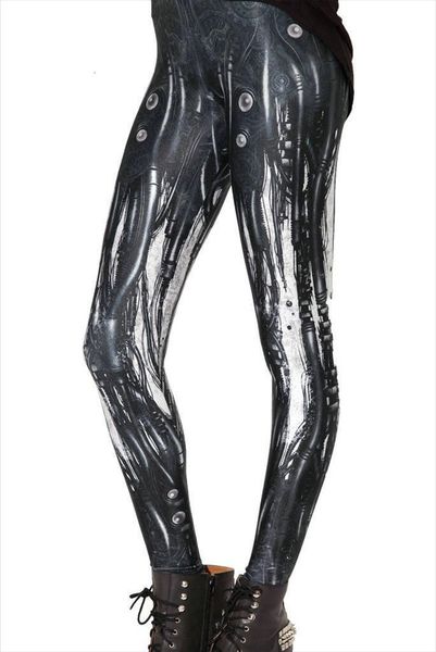 

fashion design black galaxy space womens legging mechanical steel tube air bubbles print pants gl 19