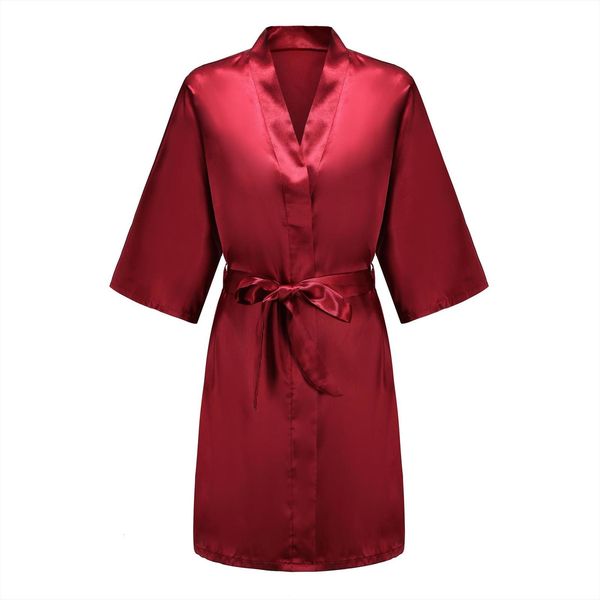 

satin robe intimate lingerie silky womens sleepwears bridal wedding casual kimono bathrobe gown nightgown nightwear, Black;red