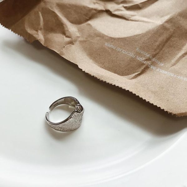 

cluster rings korean version of the s925 silver fashion temperament design irregularly mottled mountain personality opening ring, Golden;silver
