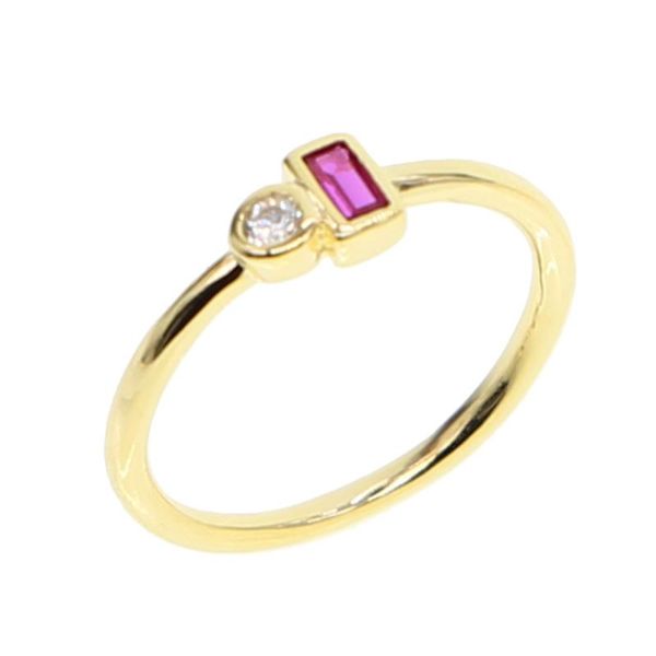 

wedding rings engagement cubic zirconia minimal red cz jewelry ring women for party a gift, Slivery;golden