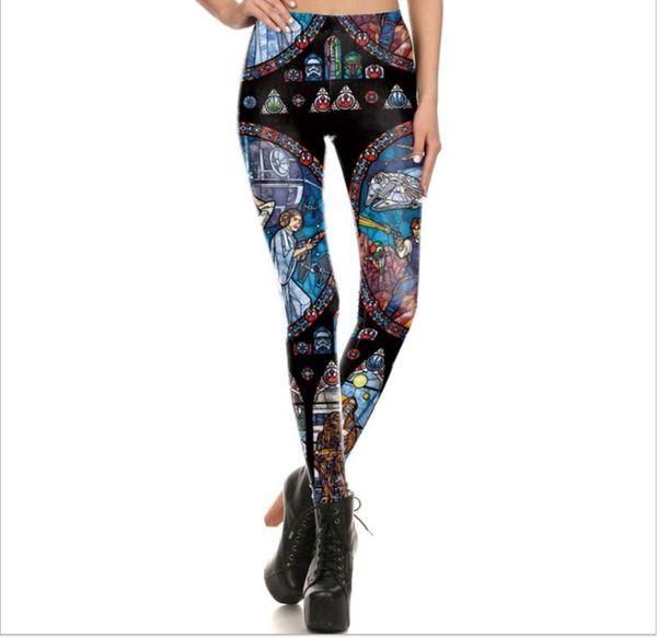 

women's leggings szblaze brand fashion womens church murals printing slim funny cosplay legging digital animation pencil pants, Black