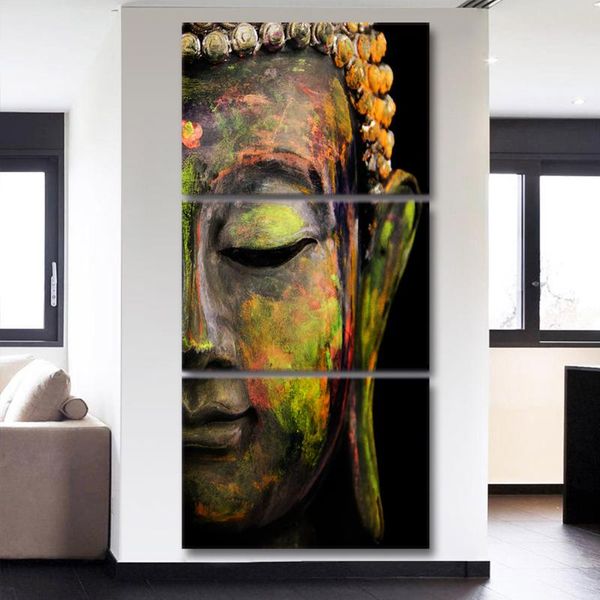 

wall art hd print 3 piece canvas buddha painting modular picture for living room poster frame other home decor