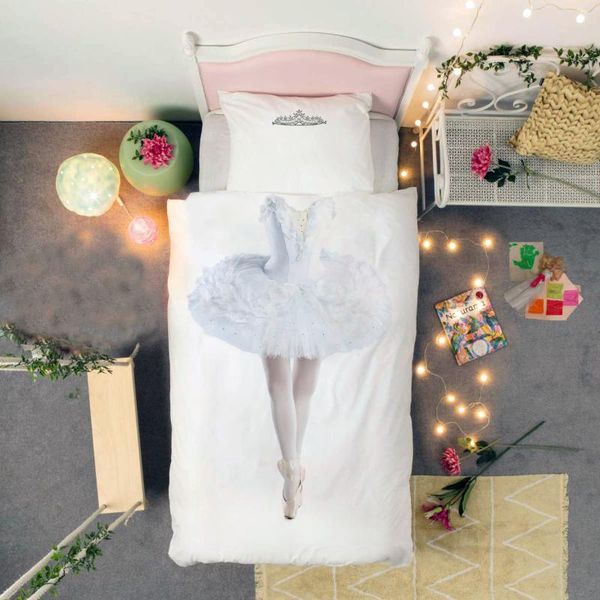 

white color bedding set microfiber ropa de cama duvet cover dancing girl bed 3pcs room decoration twin single size for kids sets