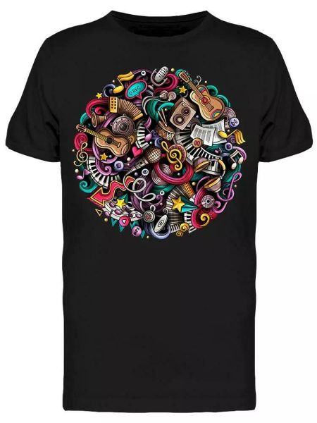 

Musical Doodles Colorful Details Tee Men's -Image by Shutterstock, White;black