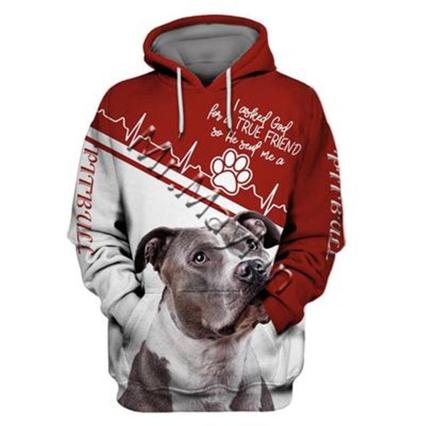 

men's hoodies & sweatshirts 3d graphic animals dog art pit bull hoodie men/women casual streetwear sweatshirt pullover qw-0755, Black