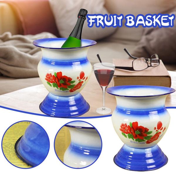 

chinese style classical vase enamel fruit storage basket vintage flower pot big traditional pot de fleur rustic home decor