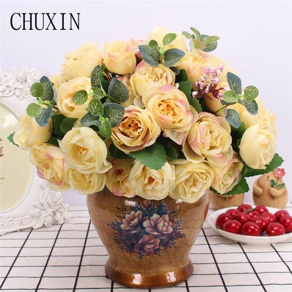 

decorative flowers & wreaths artificial silk 10 flower head tea rose home living room bedroom decoration fake el dining table romantic
