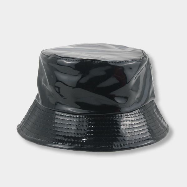 

wide brim hats bucket for women patent leather black beige red fashion casual stage decoration summer 2021 gorros invierno, Blue;gray