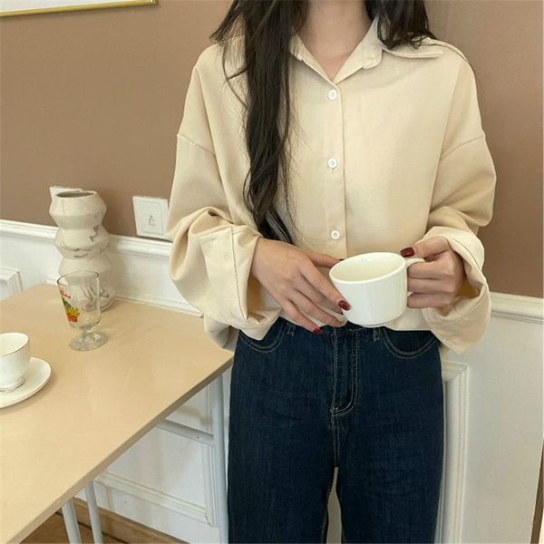 

women's blouses & shirts retro loose blouse women shirt summer workwear korea fashion streetwear blusa elegant office lady mujer, White