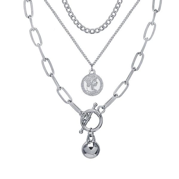 

pendant necklaces steampunk multi layered silver color portrait vintage carved coin necklace personality hip hop jewelry collar