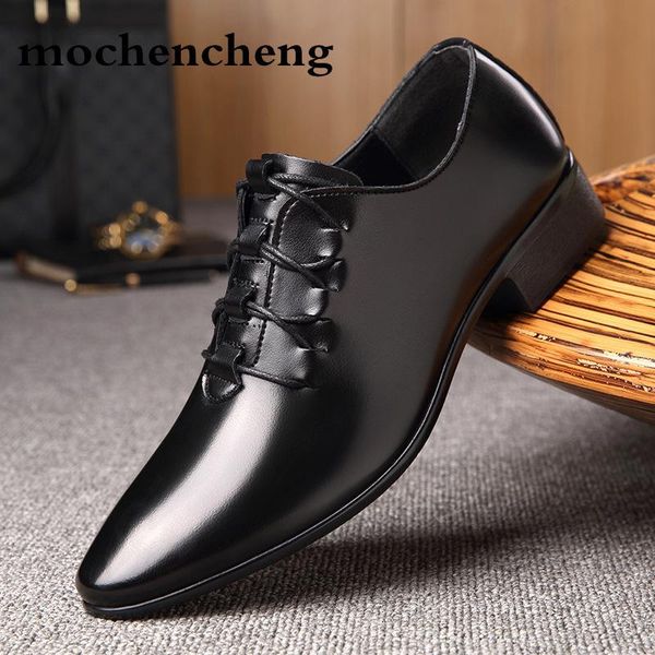 

dress shoes 2021 brand men lace up leather formal oxfords party office wedding vintage italian design business casual, Black