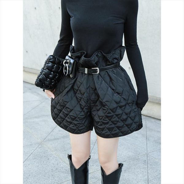 

yuerwang warm iining bandage women short high waist black vintage all match feminino autumn winter, White;black