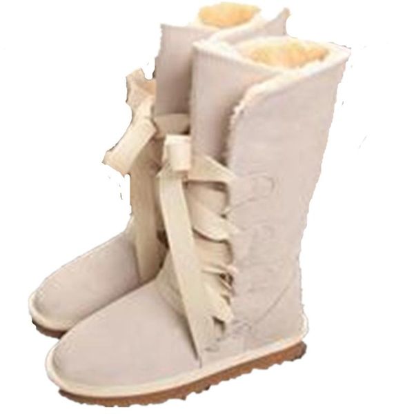 

boots 2021 winter shoes woman women australia leather buty high ladies snow shoe fur big size bow bot botas, Black