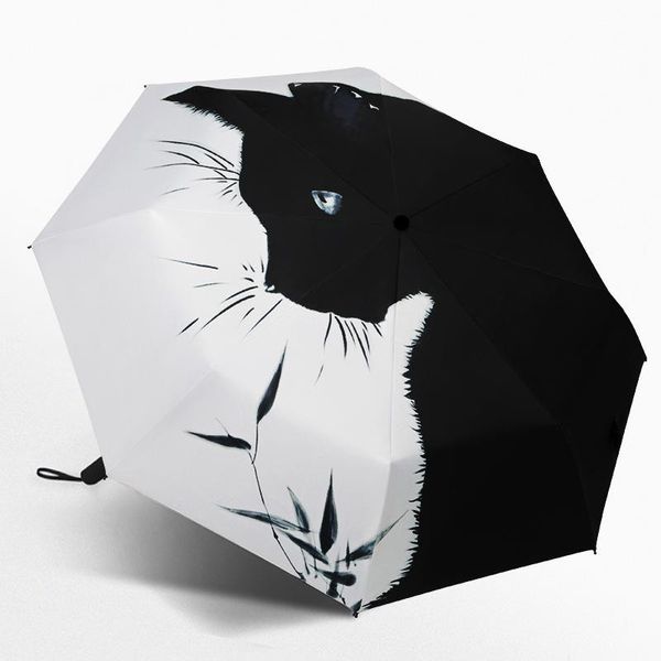 

umbrellas folding umbrella black coating cat sun rain women princess parasol anti-uv sunscreen boys paraguas girls guarda chuva