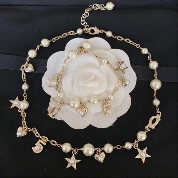 

chains designer pearl crystal bracelet necklace for women fine luxury jewelry high quality, Silver