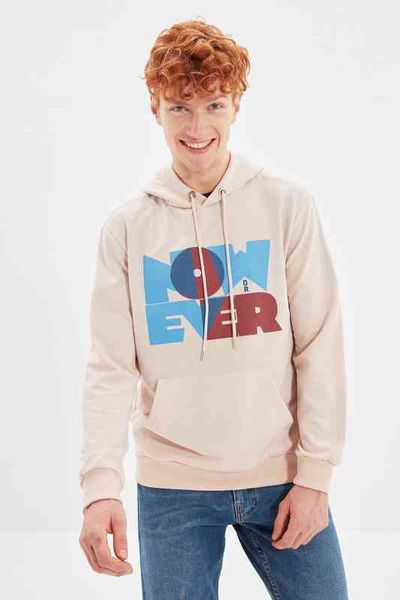 

trendyol men 's regular fit hooded sweatshirt tmnaw22sw0146 g1214, Black