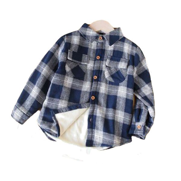 Новая детская хлопковая рубашка, зимняя детская одежда, утепленные блузки для мальчиков, бархатные топы, спортивный костюм для малышей, модная одежда для младенцев