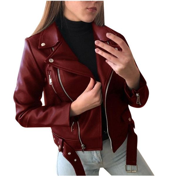 

women's leather & faux 2021 spring autumn jacket women black red blue plus size 5xl slim korean fashion casual short pu coat n1196