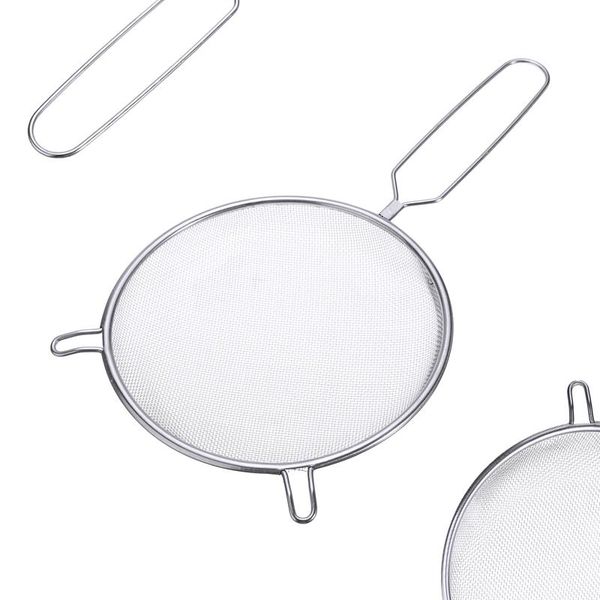 

colanders & strainers stainless steel sieve strainer wire mesh flour food griddle both ears hook handheld kitchen filter cookware 6/8/10inch