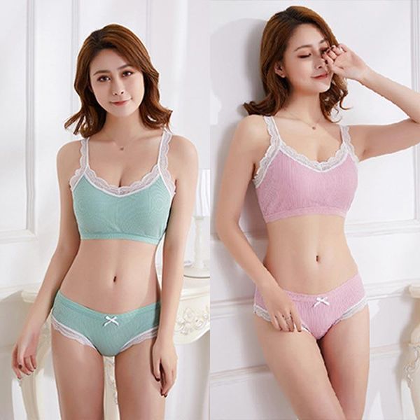 

bras sets 1set underwear cotton bra set lingerie for teenagers teens girls training, Red;black