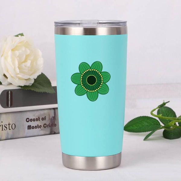 

green flower double wall stainless steel mug cup water bottle car print logo bottles