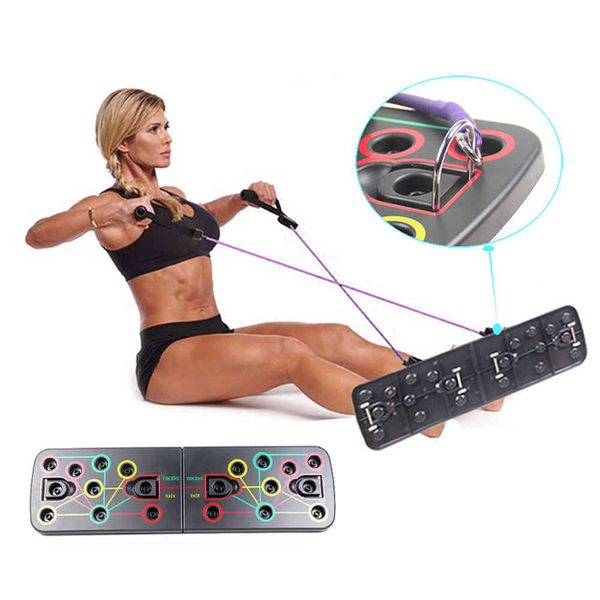 2 in 1 Push Up Rack Resistance Band Board Uomo Donna Esercizio Push-up Stand Body Building Sistema di allenamento Home Fitness Equipment X0524