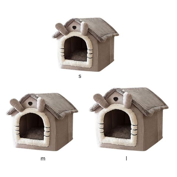 

cat beds & furniture warmer dog house kennel soft pet bed small tent indoor semi-enclosed plush sponge sleeping resting nest basket removabl