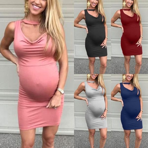 

maternity dresses 2021 dress women solid vest straps clothes for pregnant sleeveless pregnancy sundress, White