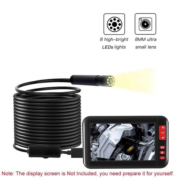 2/5 / 10M 8mm USB Endoscope Borescope Осмотр камеры 8LEDS объектив IP67 Водонепроницаемый эндоскоп Мягкая проволока жесткий провод